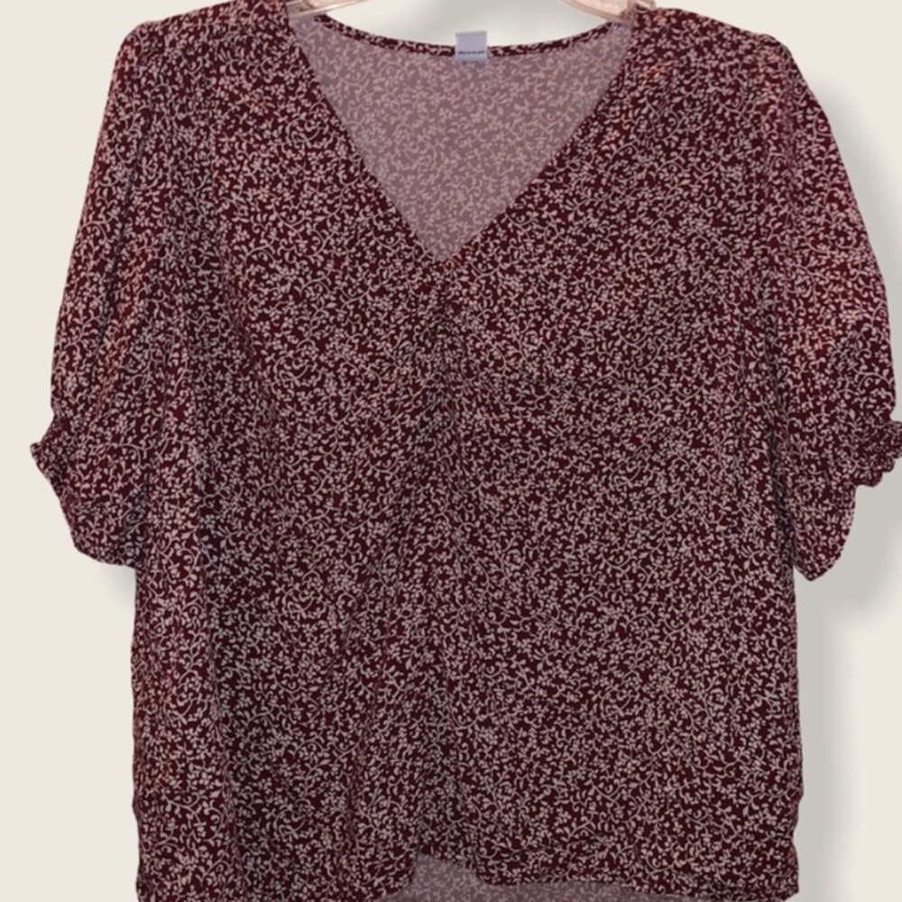 maroon floral blouse